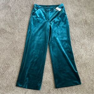 Express Teal Velvet Wide-Leg Pants